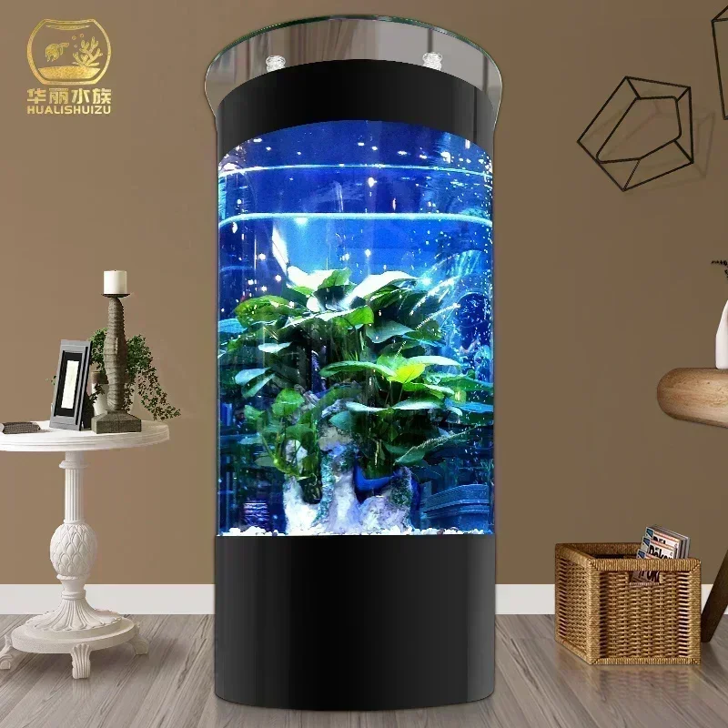 YY Aquarium Cylindrical Vertical Household Floor Large Ecological Change Water