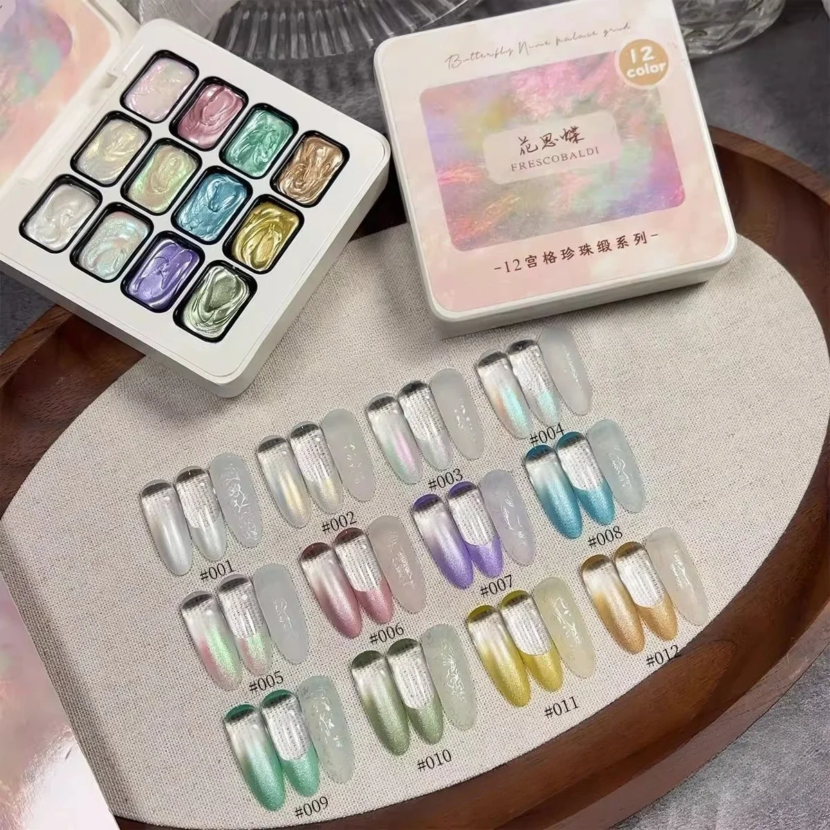 12 Grids/Box Nail Art Painting Gel Pearl Satin Patting No Wipe Mini Size Pearl Satin Gel Palette For Professional Salon Manicure view 2