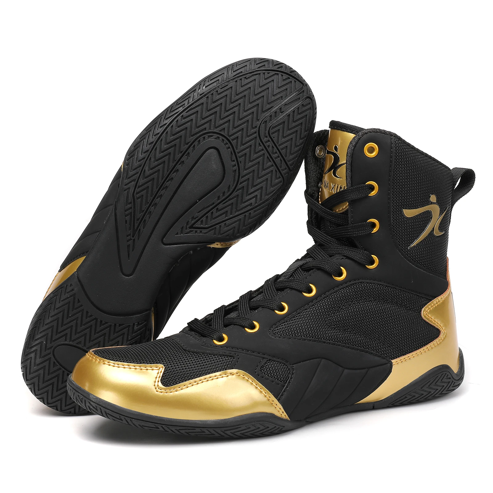 Men's High Top Wrestling Boxing Shoes Breathable Mesh Non-slip Training Shoes 6002