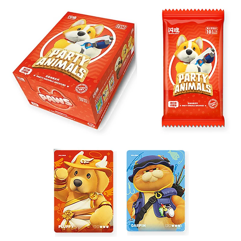 Genuine Party Animals Card Party Animals Beast Archives Series Shining Version Games Pack Anime Games Collection Cards Toy Gifts