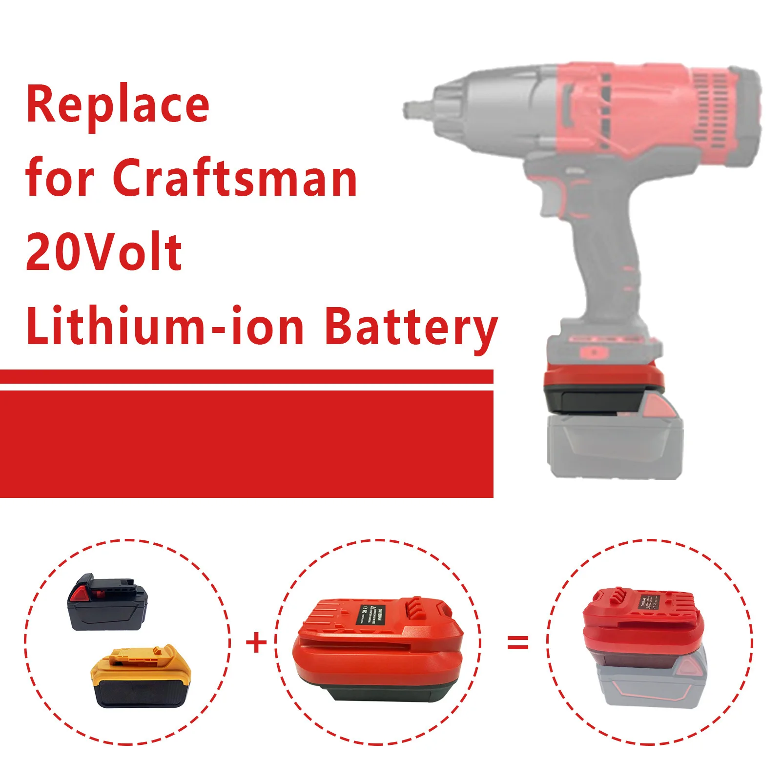18V Li-ion Battery Adapter Converter for DeWALT & Milwaukee M18 to Craftsman 18V Cordless Power Tools DM18MAN Replacement