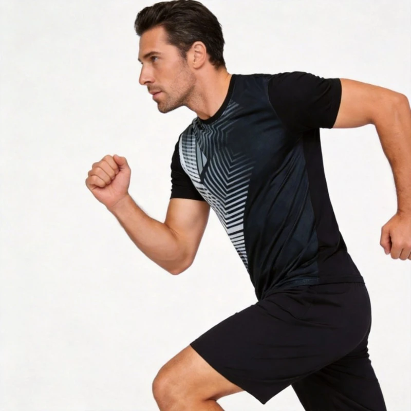 

Летний мужской спортивный комплект для бега из двух предметов: футболка с круглым вырезом и коротким рукавом, шорты, длинные брюки, свободный комплект из ледяного шелка