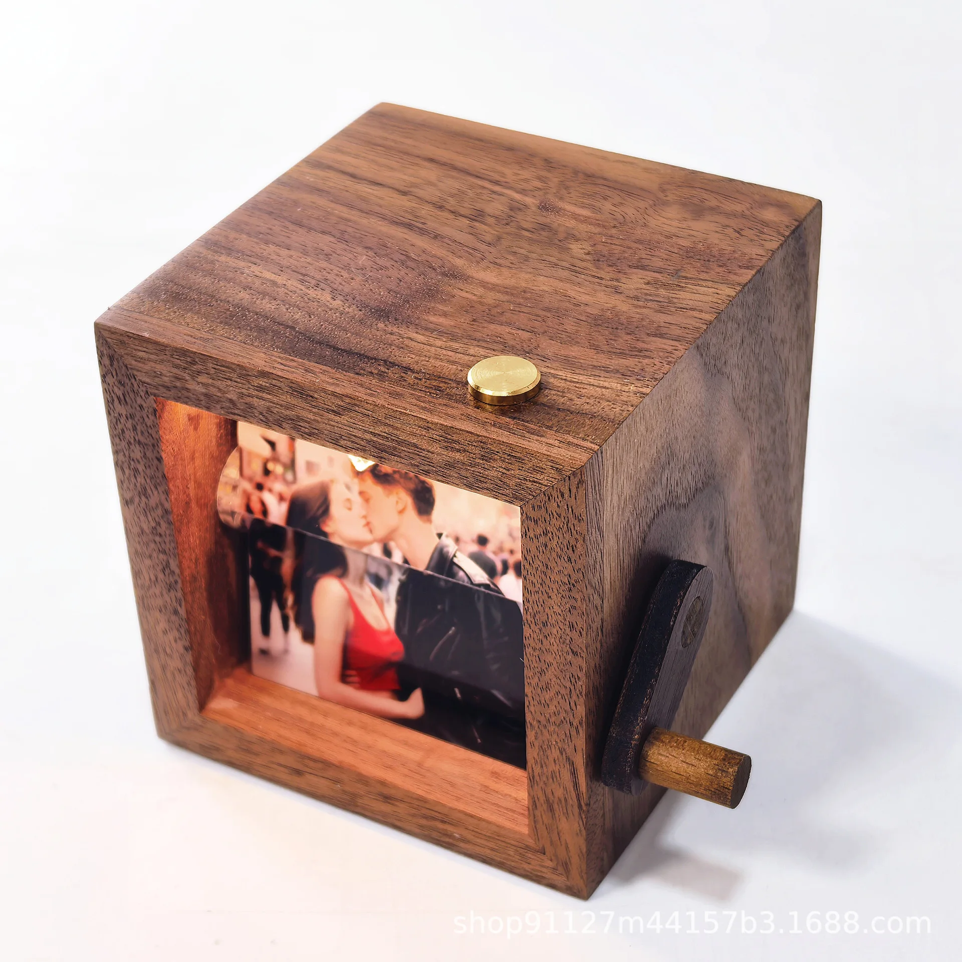 DIY Emit Light Hand-cranked Page Turning Album for Commemorative Collection Gift Can Store 8/16 Photos Home Decoration