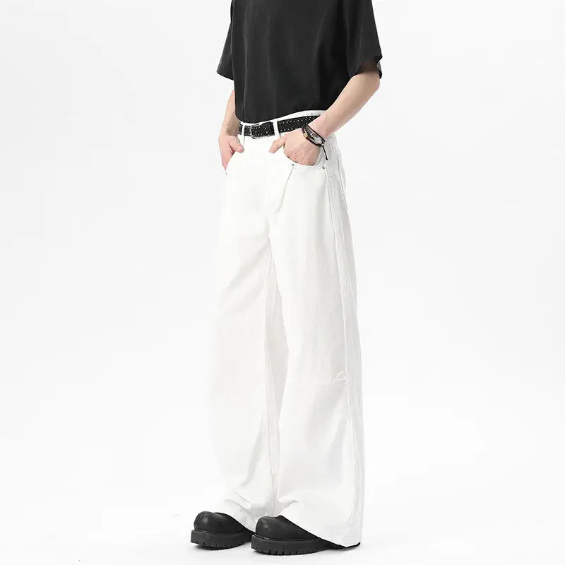 

White Three-Resistant Casual Wide Leg Jeans Men's Summer CleanFit American Style Loose Fit Long Pants TANGZ STUDIO
