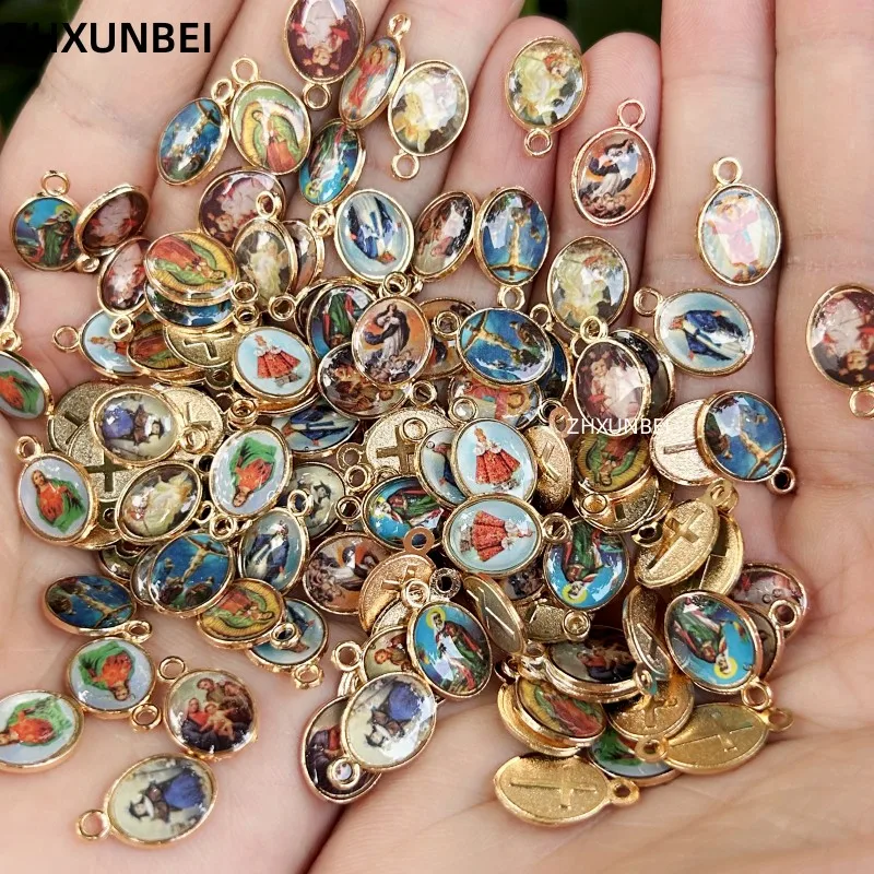 30pcs Mix Design Catholic Charm Saint Virgin Mary Baby Nino Scared of Heart Jesus Holy Family  Accessories for Jewelry Making