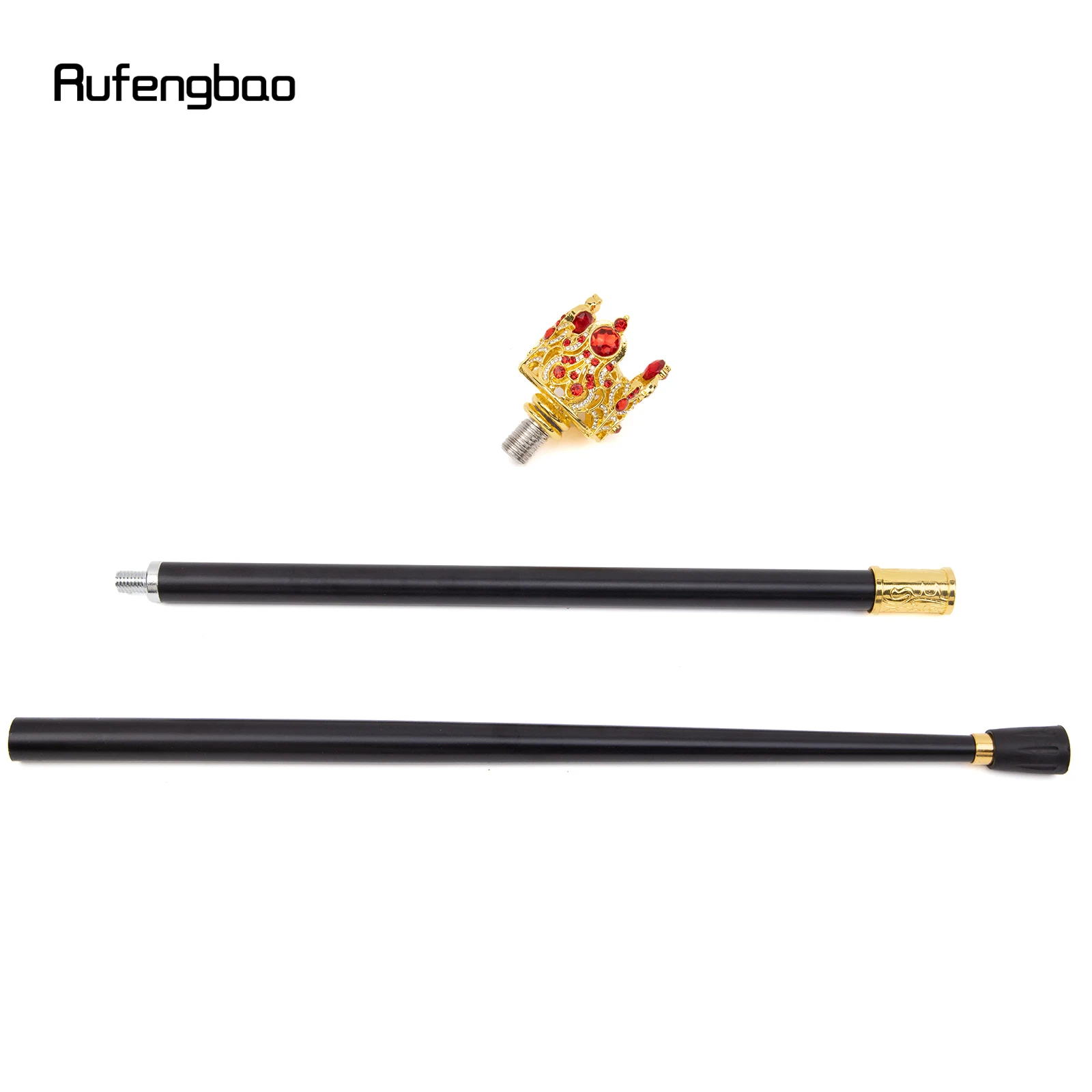 Golden Red Crown ประดิษฐ์เพชรเดิน Cane แฟชั่นตกแต่งเดิน Stick สุภาพบุรุษ Elegant คอสเพลย์ Cane Crosier 95 ซม