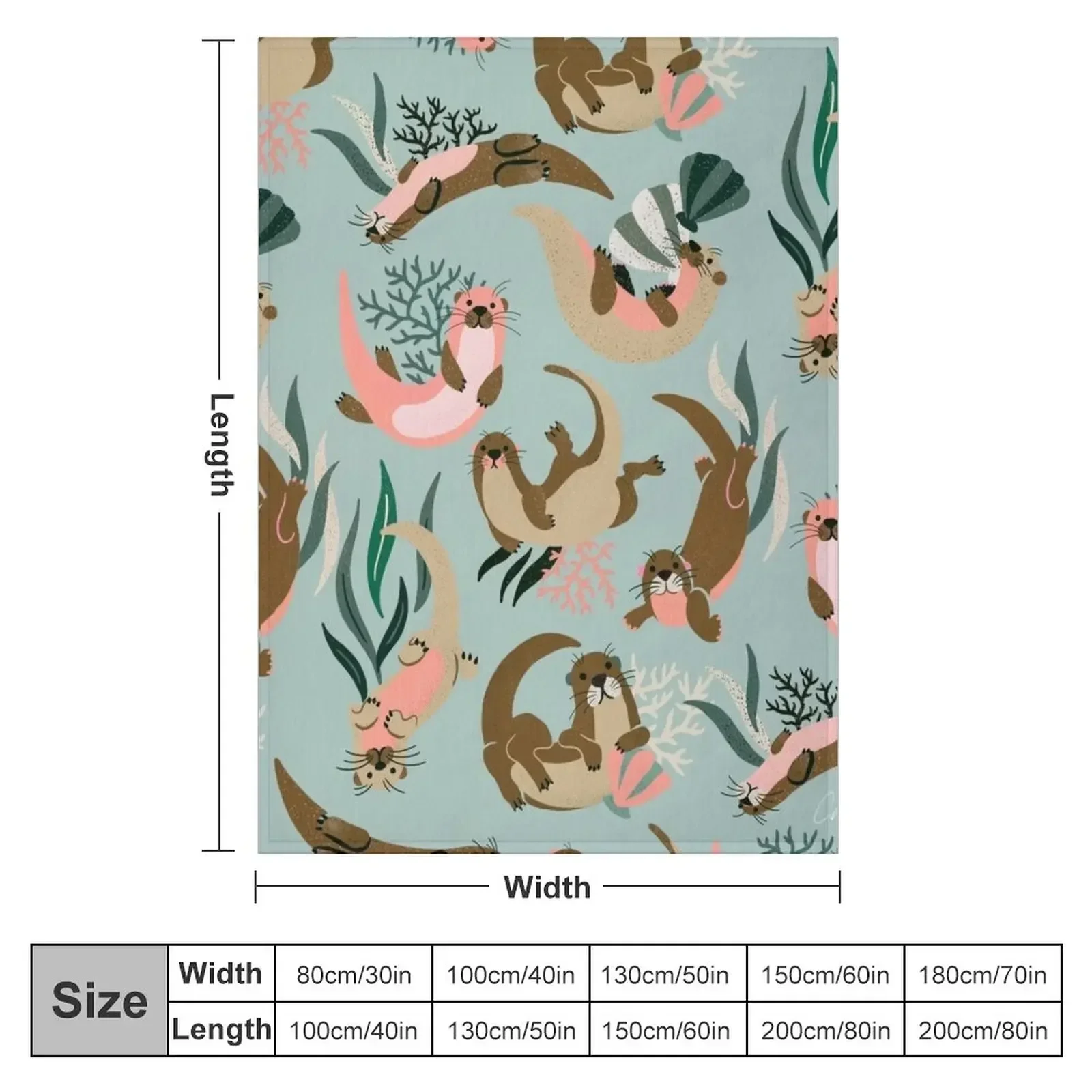 Otter Collection - Mint Palette Throw Blanket cosplay anime Flannel Nap Blankets