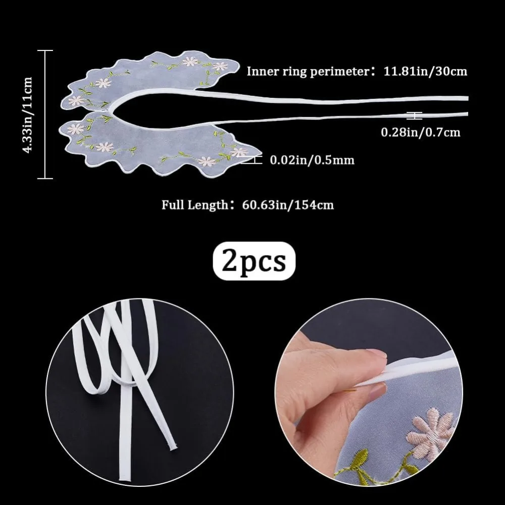 Detachable Organza Lady's False Collars Plain Neckline Trim Clothes Sewing Applique Edge DIY Garment Accessories White