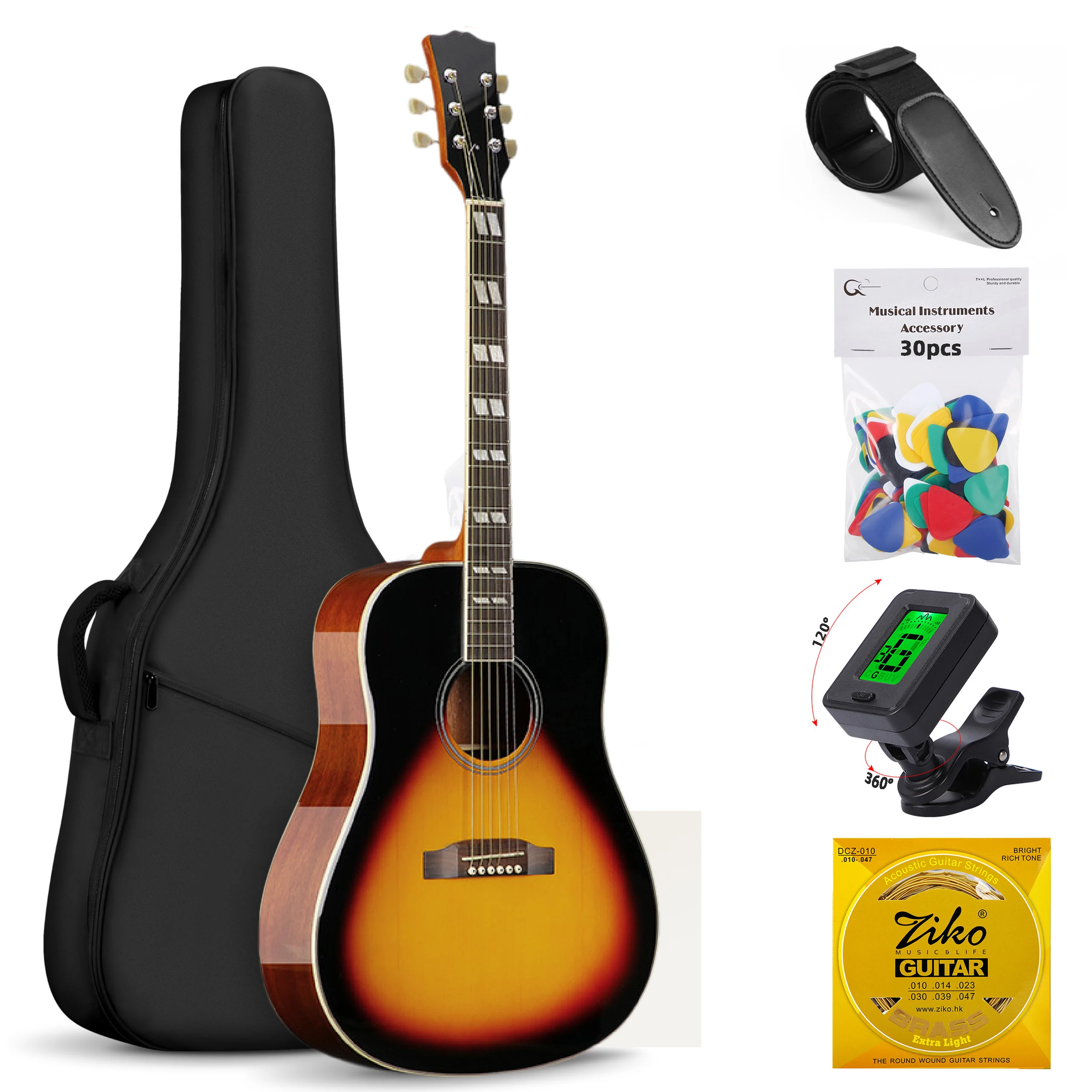 

Acoustic Guitar Spruce Sabre Folk Guitar, Rosewood Fingerboard for Beginners, Right Handed Advancement Board, Learning Set, 41in