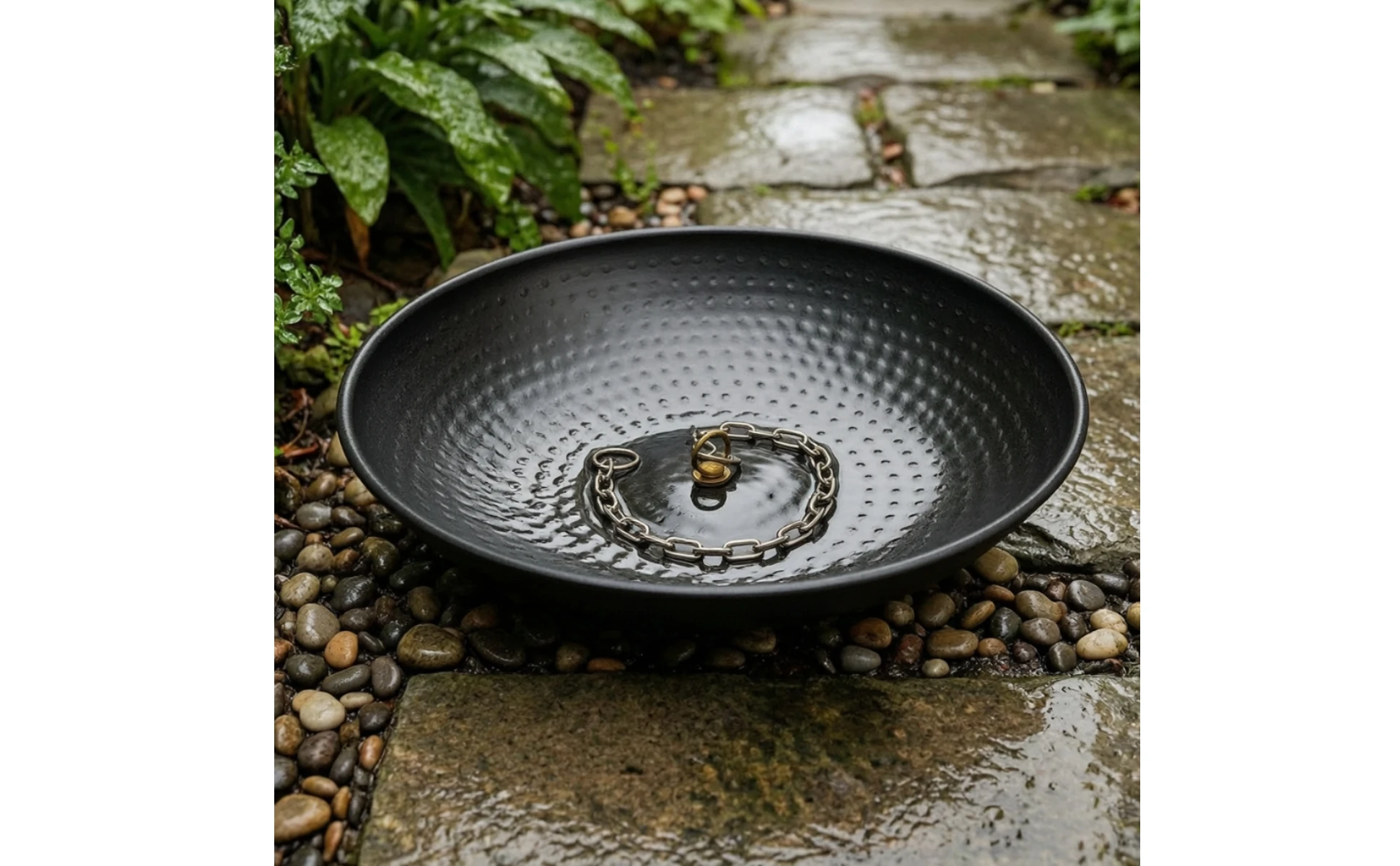 Rain Chain Basin Hand-Hammered Rain Chain Bowl Water Collection Base Weather-Resistant Heavy-Duty for Homeowners, Garden, Patio Rain Chain Basin Hand-Hammered Rain Chain Bowl Water Collection Base Weather-Resistant Heavy-Duty for Homeowners, Garden, Patio