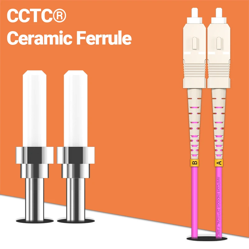 AMPCOM-Cable de fibra óptica OM4 SC a SC UPC, Cable de conexión multimodo Duplex MMF 50/125μm 40gbps, curva sensible, 2,0mm