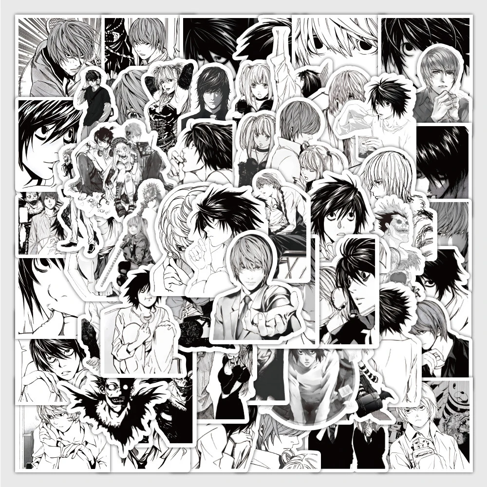 10/30/60pcs Black White Death Note Anime Stickers Yagami Light L MisaMisa Cartoon Decals Laptop Phone Cup Cool Graffiti Sticker