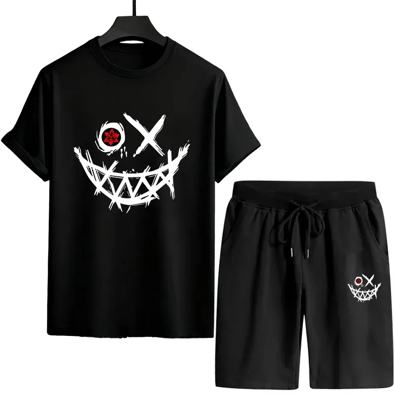 

2026 brand new summer fashion printed fitness and sports loose, breathable, quick-drying round-neck short-sleeved set