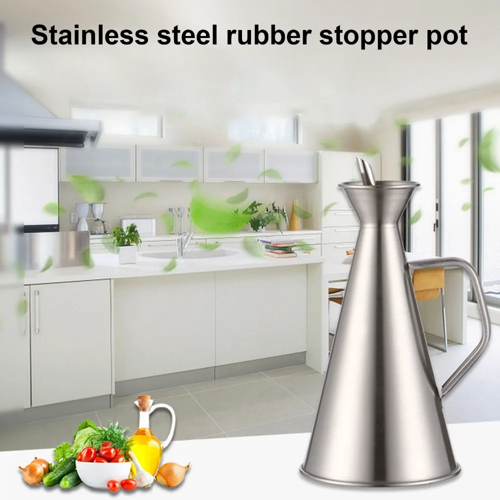 Premium 304 Stainless Steel Oil Dispenser Bottle 250ml/500ml/750ml/1000ml Oil Storage Container Vinegar Cruet Pourer Home Use