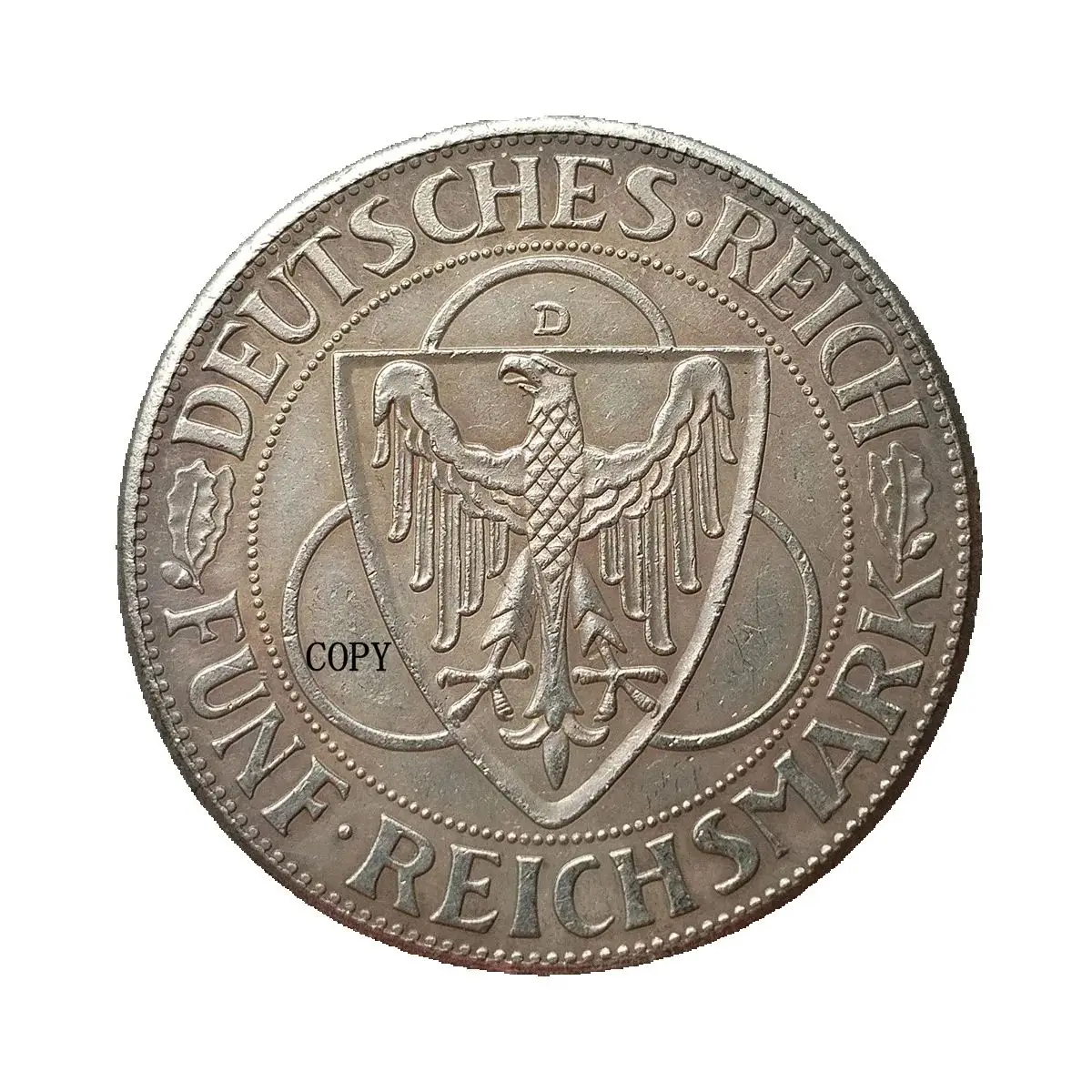 Reproduction Germany 5 Reichsmark 1930 Silver Plated Decorative Commemorative Coin 36mm