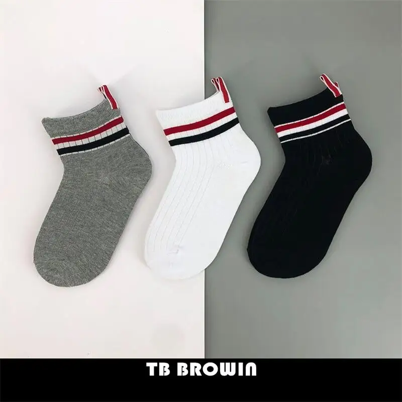 TB-calcetines tobilleros a rayas RWB para hombre, medias de algodón de punto, informales, cómodas, Harajuku, Unisex