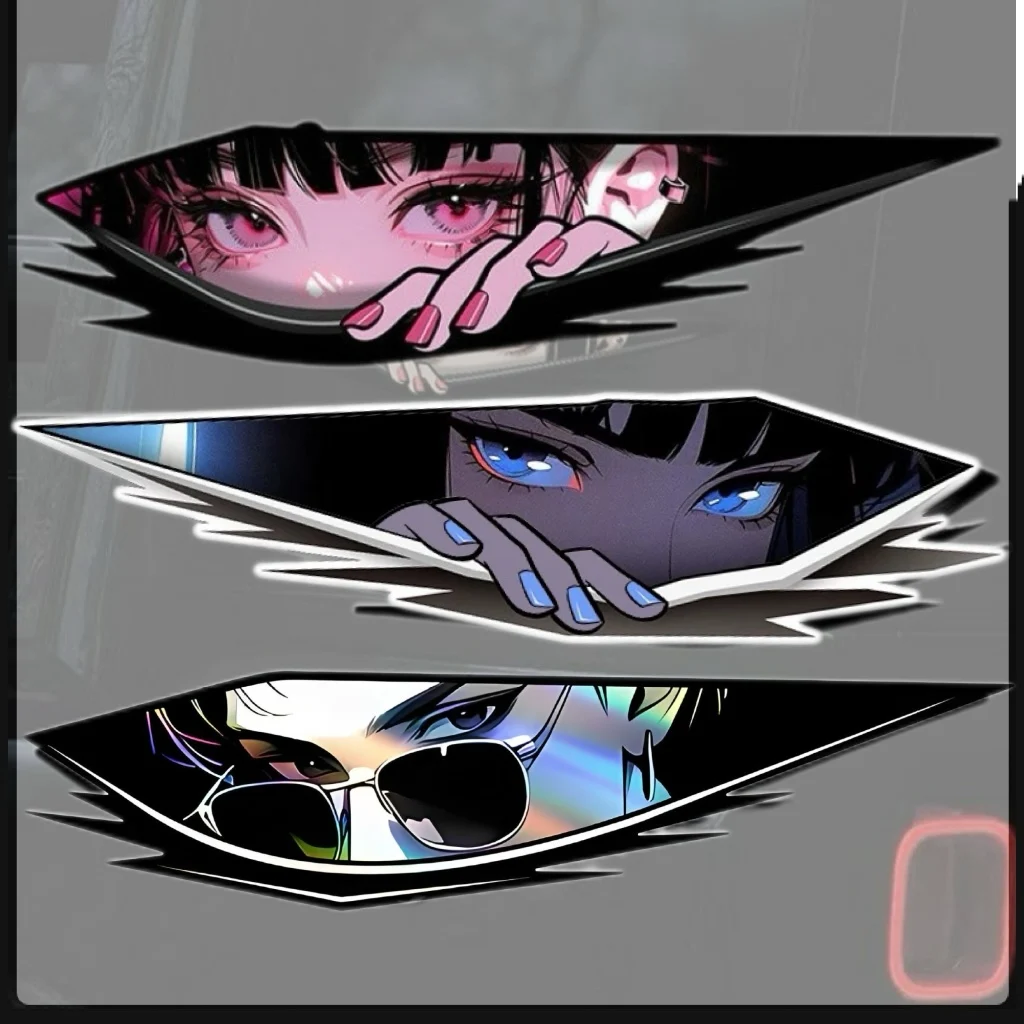 AliExpress NONE 2Pcs/Set Anime Peeking Eyes Sticker Multicolor Waterproof Vinyl Decal for Car Motorcycle Helmet Laptop Decor