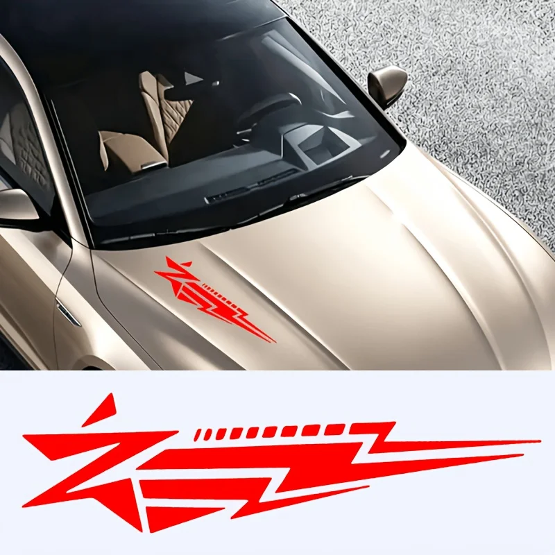 Lightning Storm Car Sticker, Black Car Exclusive Cool Sports Style Hood Decoration Sticker, Personalized Modification Sticker