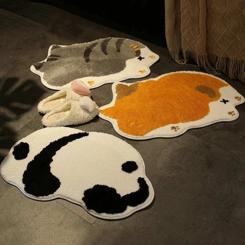 Bedroom Entrance Imitation Cashmere Doormat Washable Cartoon Animal Mat Absorbent Anti-slip Cashmere-like Floor Mat Door Carpet