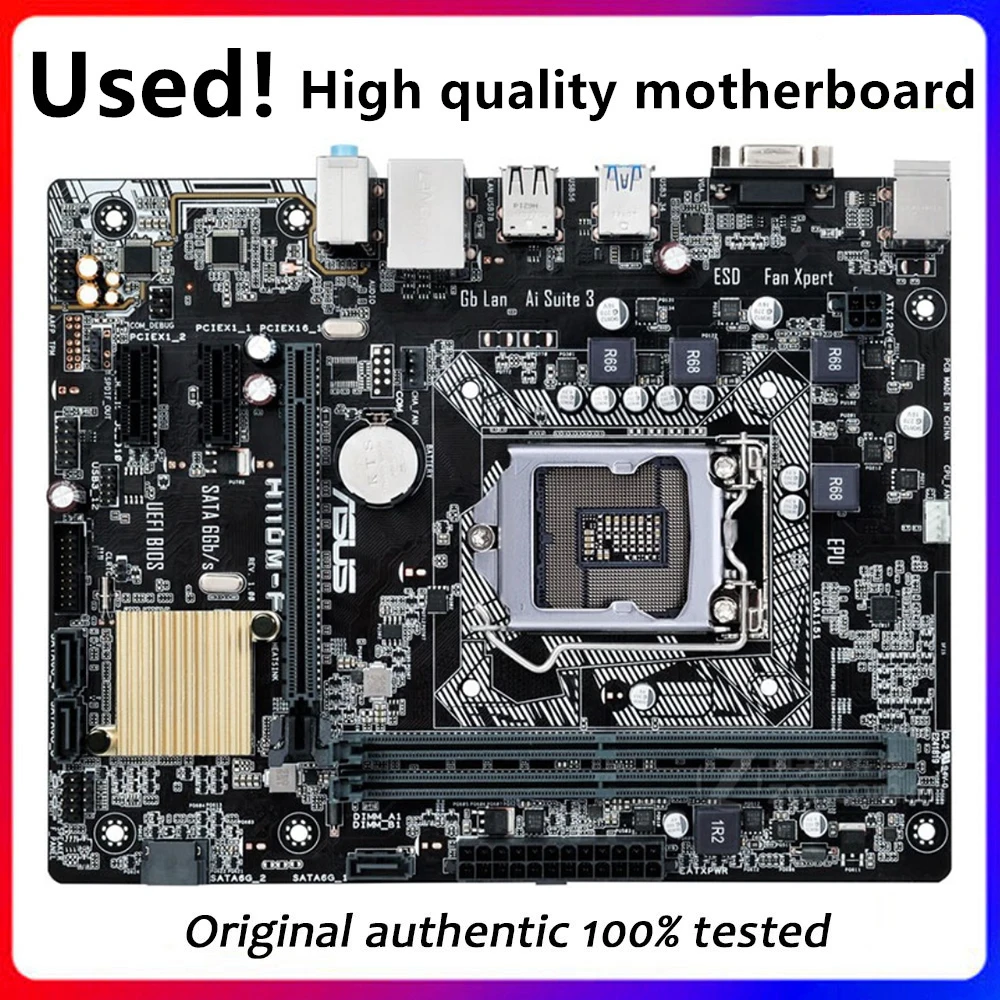 

For Asus H110M-F Original Used Desktop Intel H110 H110M DDR4 Motherboard LGA 1151 i7/i5/i3 USB3.0 SATA3