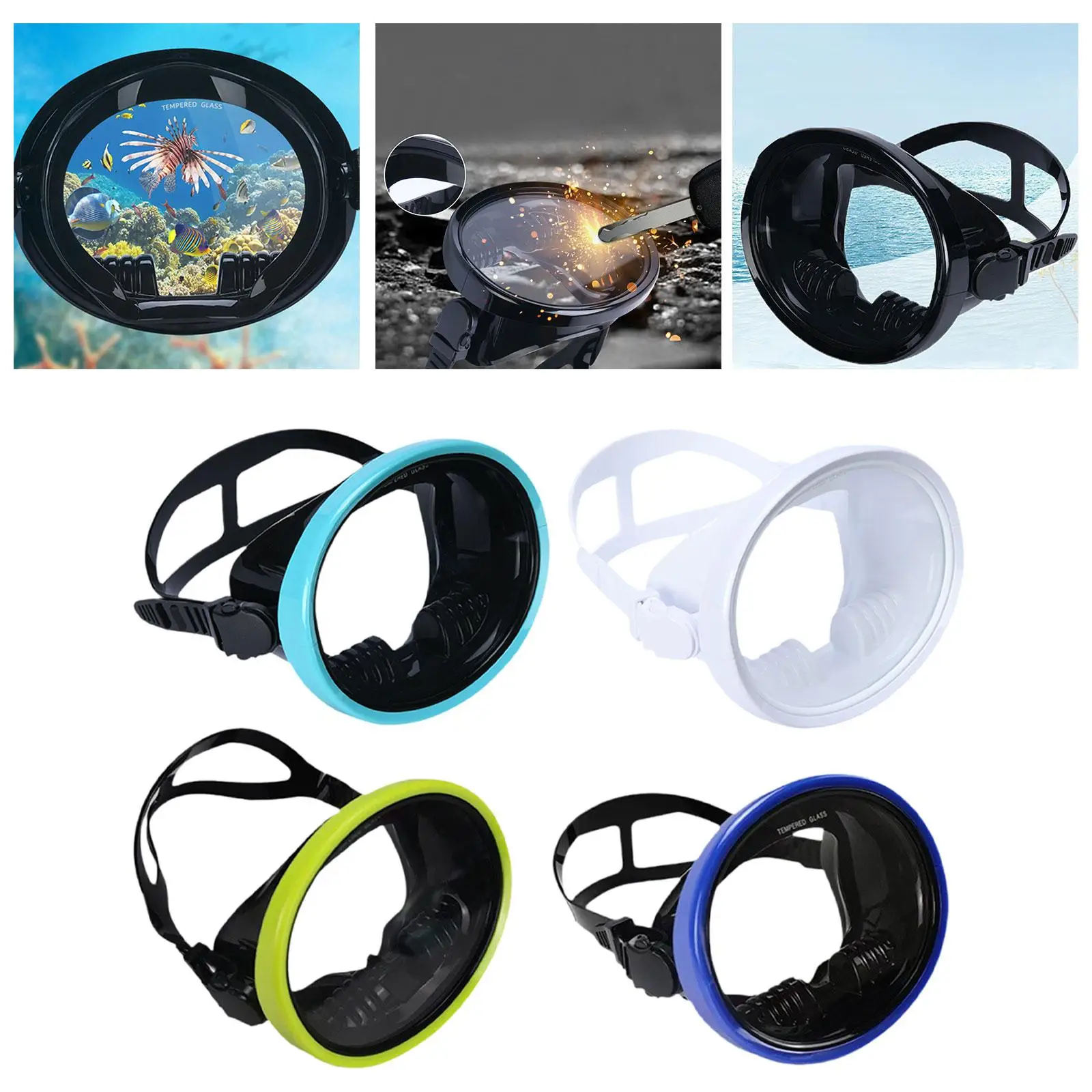 Single Lens Diving Mask Universal Tempered Glass Lens Swim Mask Clear Vision for Freediving Spearfishing Scuba Diving Underwater