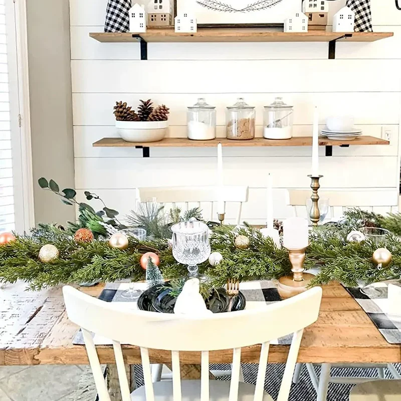 6.2FTA أكاليل صنوبر نورفولك الاصطناعية لمسة حقيقية لعيد الميلاد السرو الأخضر الكرمة لطاولة عباءة عيد الميلاد ديكور المنزل