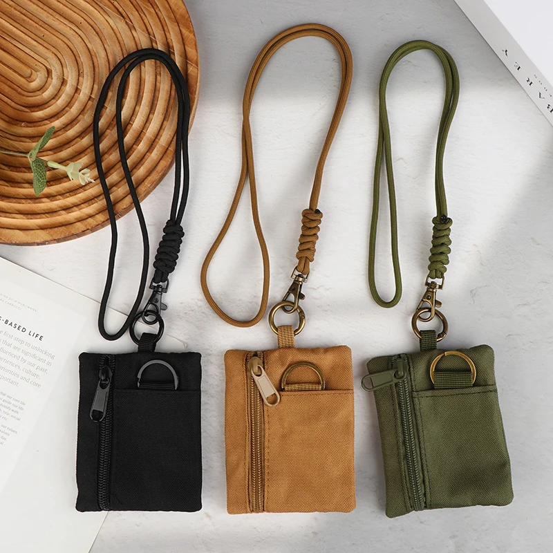 Mini Casual Halsband-Münzbörse Kartenhalter Reißverschlusstasche für Männer und Frauen Schlüsseltasche Kleine Tasche Kopfhörerhülle mit Lanyard – Detail 7