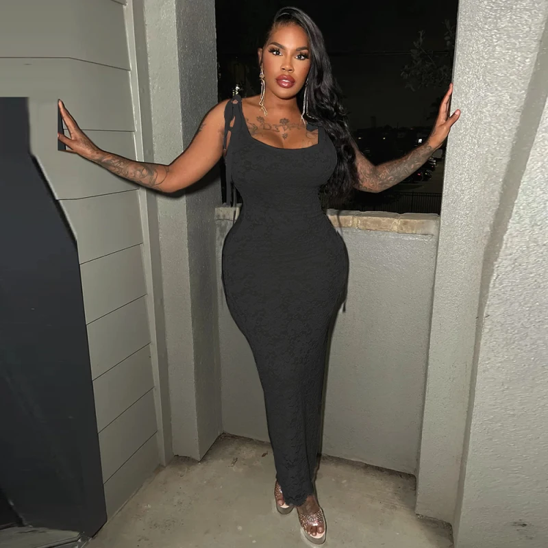 2026 nova moda feminina vestido de renda rendas até ombro duas camadas magro bodycon vestido longo