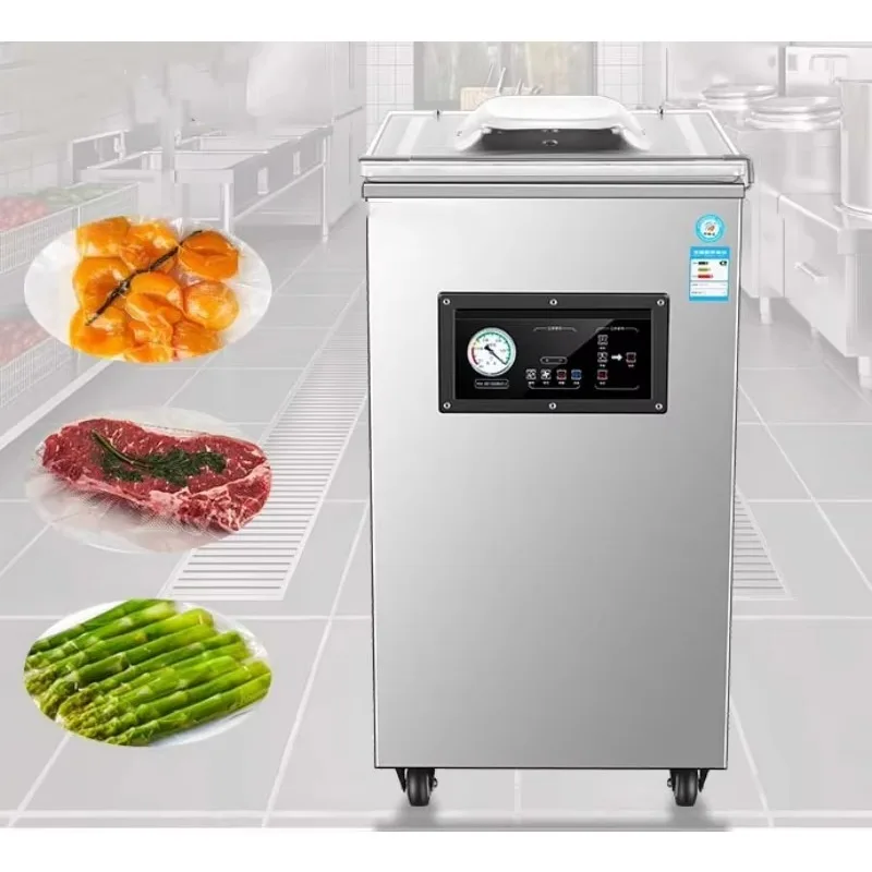 Mesin Vacuum Sealer Listrik Mini Komersial Tipe Lantai untuk Makanan Kering dan Basah, Digunakan untuk Salmon, Foie Gras, Kaviar, dan Kertas Foil