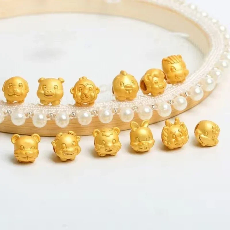 12 Zodiac Charms 3D Gold Plated Men Women Year of Birth Charm Bracelet Weave Beaded Jewelry Long-lasting Three-in-One Zodiac