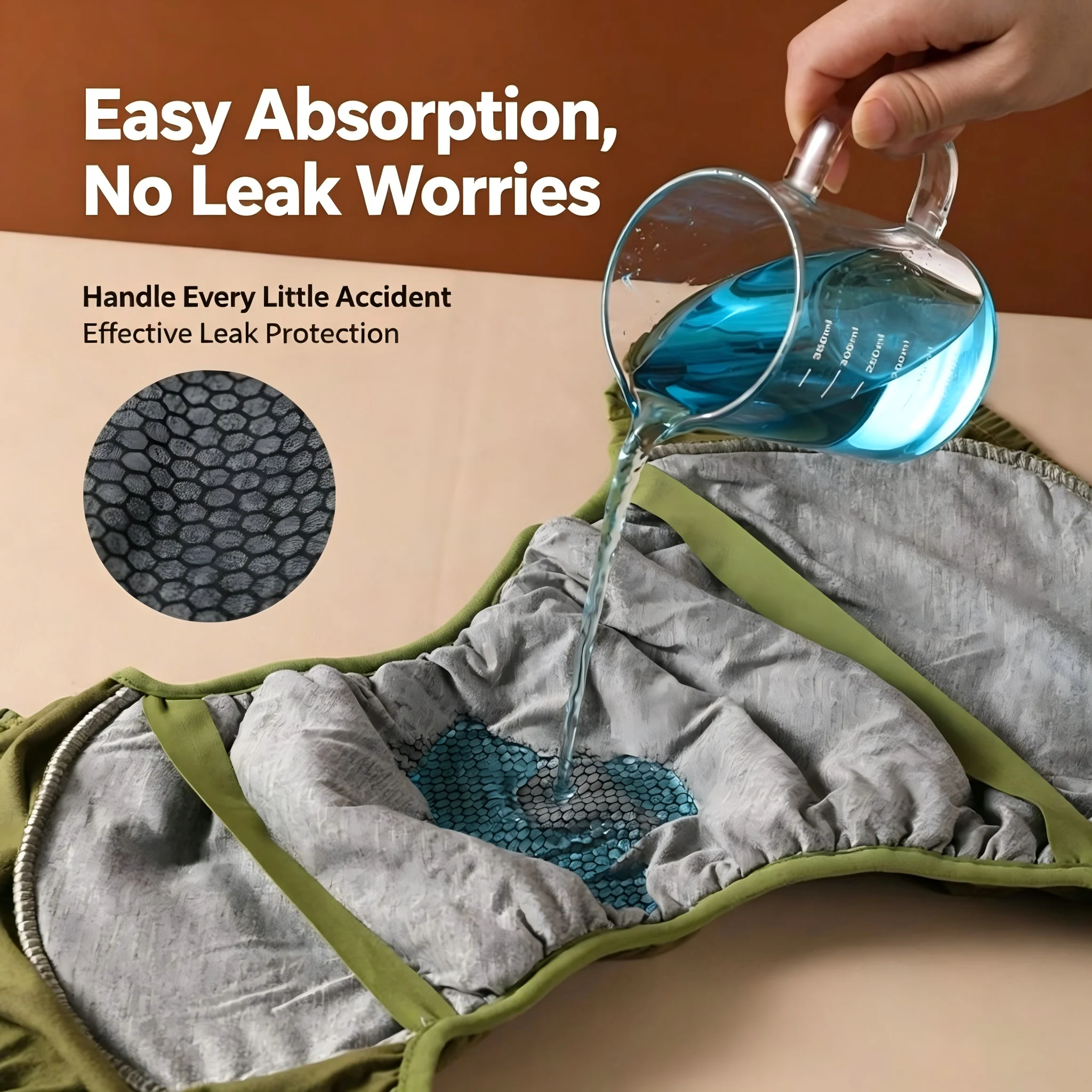 Reusable Pure Cotton Adult Diaper Pants Side Snap Buttons Waterproof High Absorbency Anti-Leak Incontinence Underwear