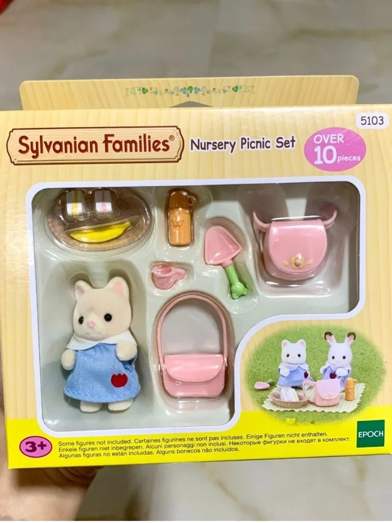 Hot Sale Sylvanian Families Anime Figure New Color Kindergarten School Uniform Baby Picnic Set Girl Gift Play Toy