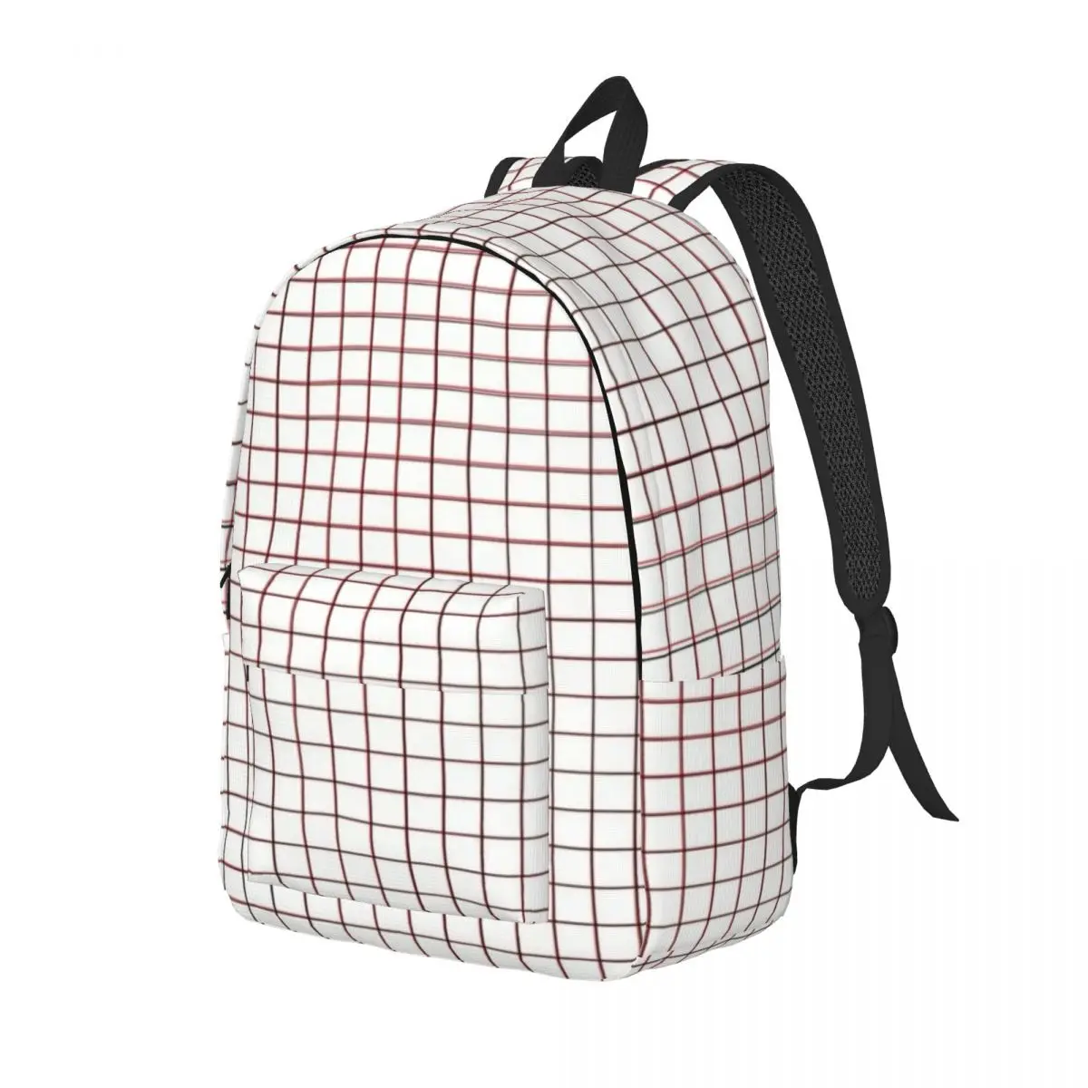 Mochila xadrez com bolso para homens e mulheres, bolsa de ombro universitária, mochila universitária, trabalho colegial, simples, retrô