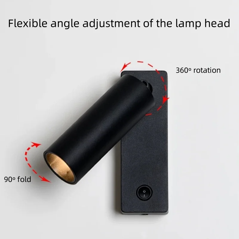 Full Spectrum Eye Protection LED Wall Lamp Hotel Living Room Bedroom Study 360º Rotating Bedside Reading Lamp