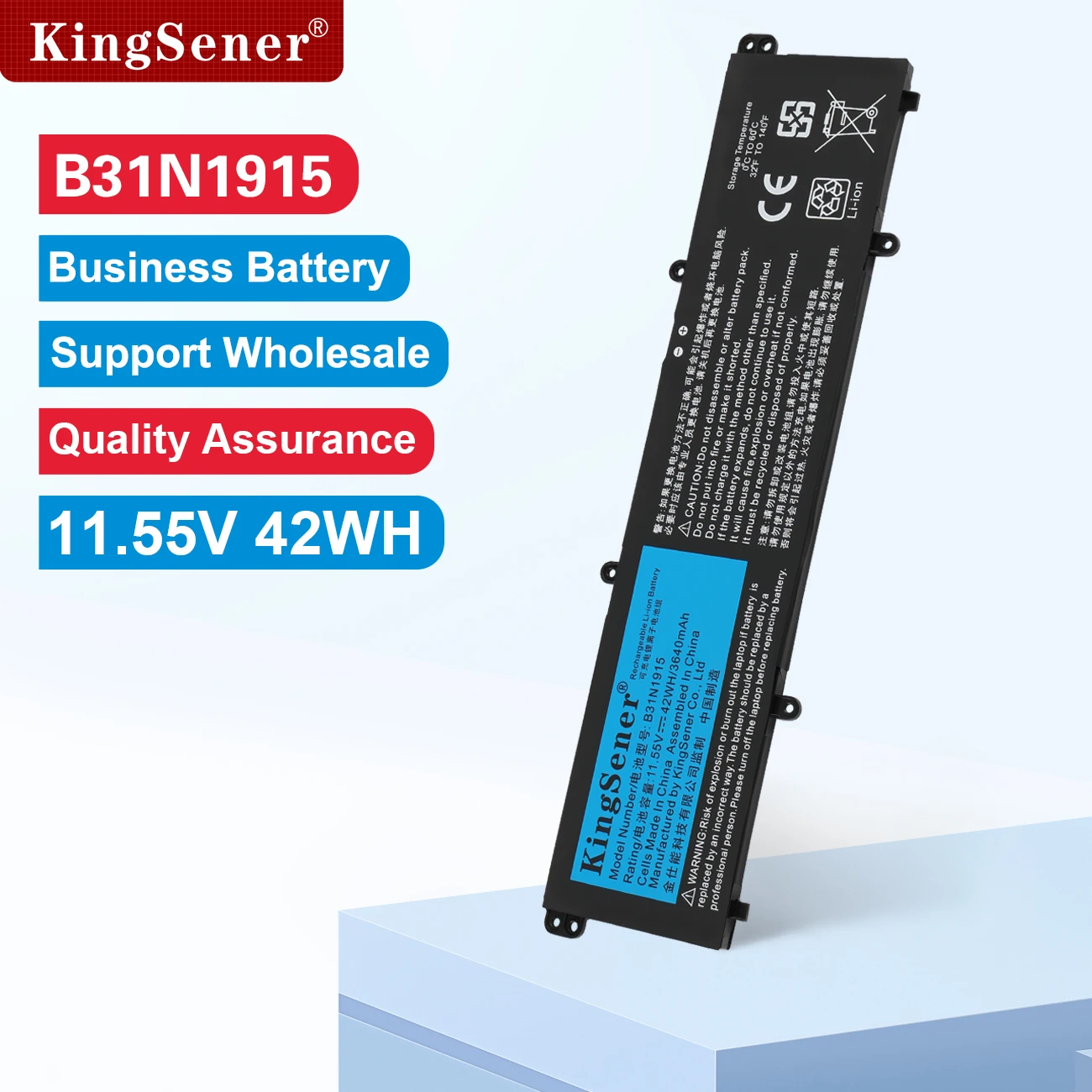 KingSener  B31N1915 C31N1915 Laptop Battery For Asus ExpertBook B1 B1400 B1 B1500 BR1100CKA BR1100FKA BR1100CKA-GJ0100RA 42Wh