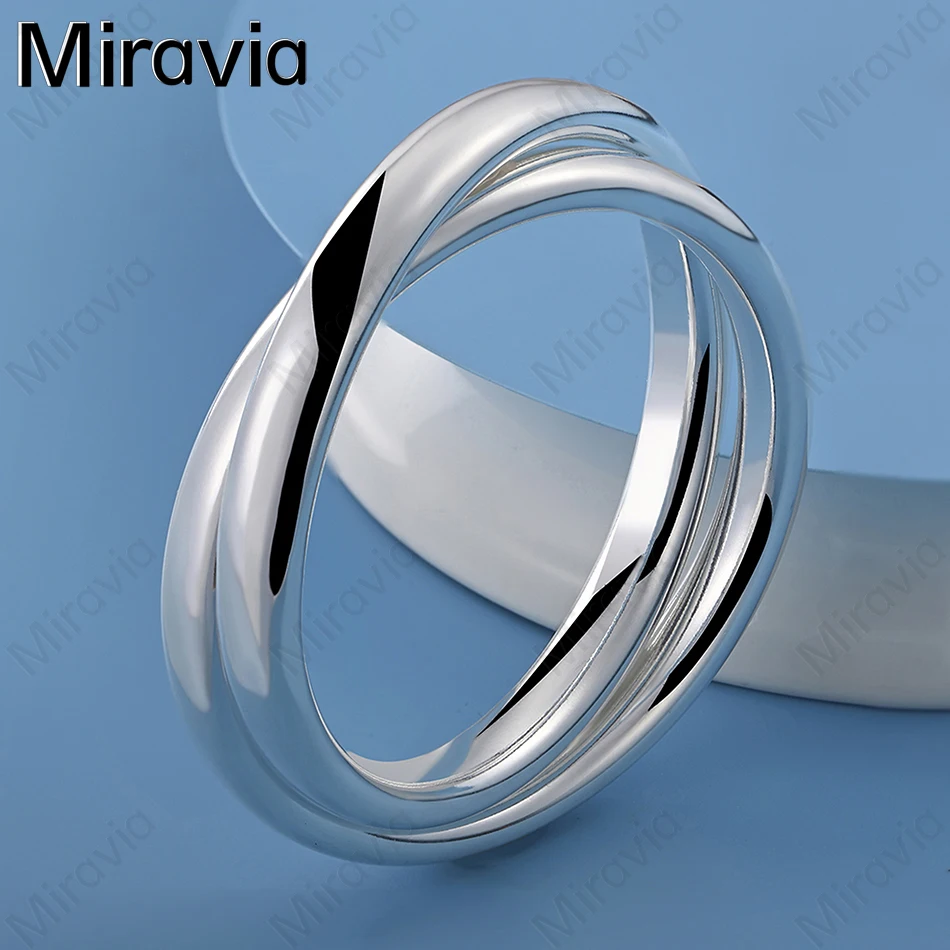 

Miravia 925 Sterling Silver Double Ring Interlocking Bracelet Charming Fashion Women Engagement Jewelry