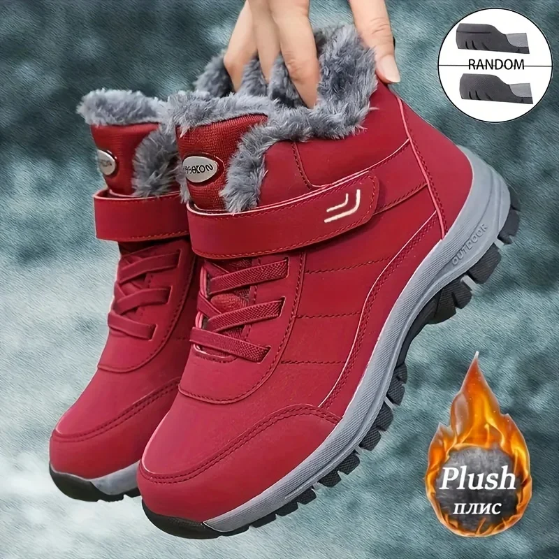 Thermal Wear Resistance Thick Sole Non Slip Tactical Hiking Shoes, Slip on Waterproof Flat Comfortable Ankle Boots