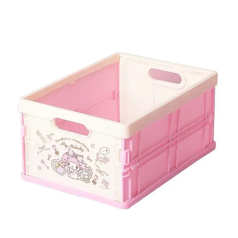 صندوق تخزين Hello Kittys Cinnamoroll Fold Cartoon Cosmetic Desktop حقائب بلاستيكية مقاومة للغبار للمرأة