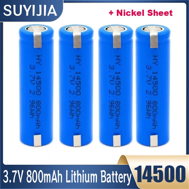 New 3.7V 800mAh 14500 Lithium Ion Battery Rechargeable Battery + Nickel Sheet for JJRC C2 D828 RC Stunt Dump Car Toys Flashlight