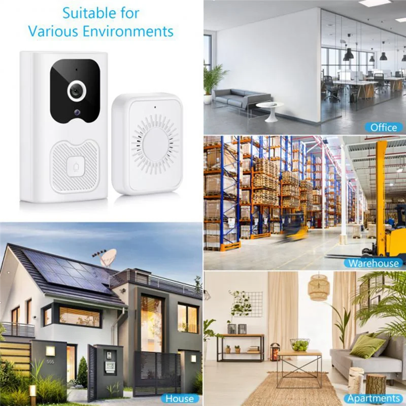 Campainha inteligente intercomunicador de voz carrilhão vga visão noturna câmera ip wi fi alarme inteligente campainha da porta para segurança em casa
