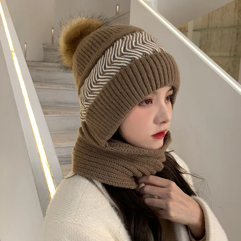 Woolen Hat Children's Autumn and Winter Korean Version Versatile Cute and Warm, Thickened Cycling, Cold Resistant Hat, Scarf,