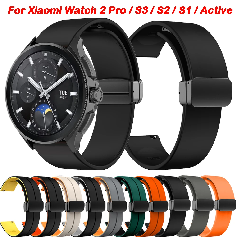 Magnetic Silicone Band For Xiaomi Watch 2 Pro S3 S2 42mm 46mm Color 2 Wrist Strap For Mi Watch S1 Active S1 Pro Bracelet Correa