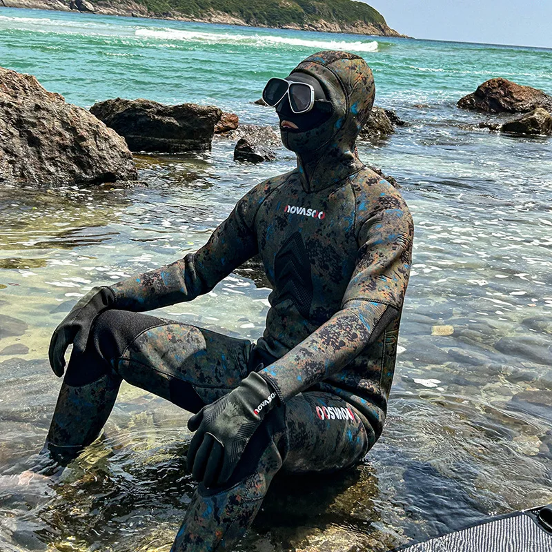 3/3.5mm Smooth Skin Split Wetsuit Spearfishing Diving Surf Snorkel Rubber Coated Two Piece Outfit