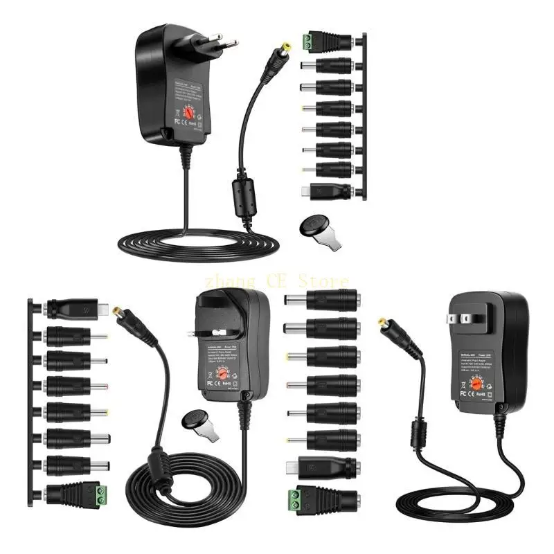 M5TD AC110-240V DC3V-12V Universal Power Adapter 30W Power Supply Adaptor for LED Light Strips Speaker Scales Router
