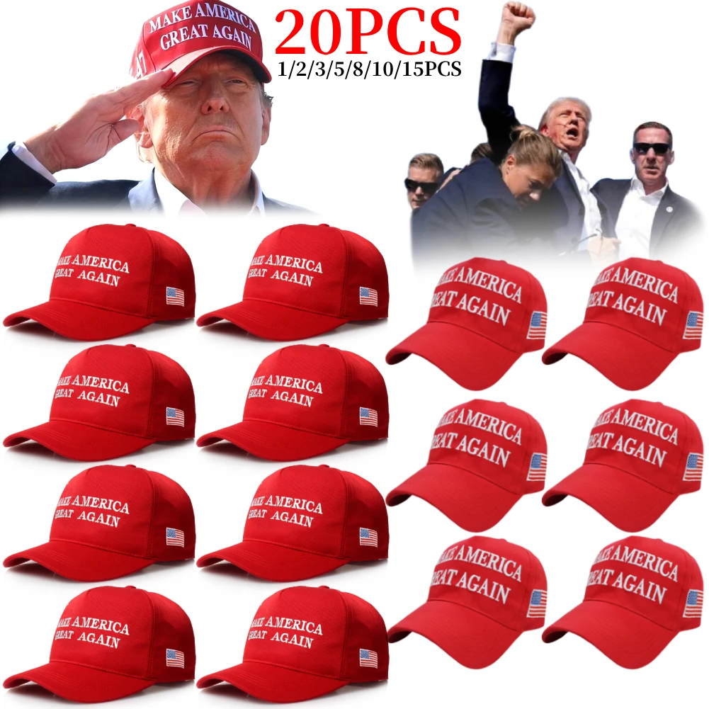 1-20PCS Donald Trump 2024 Cap USA Baseball Caps Large Size MAGA Snapback President Hat Embroidery Wholesale Drop Shipping Hats