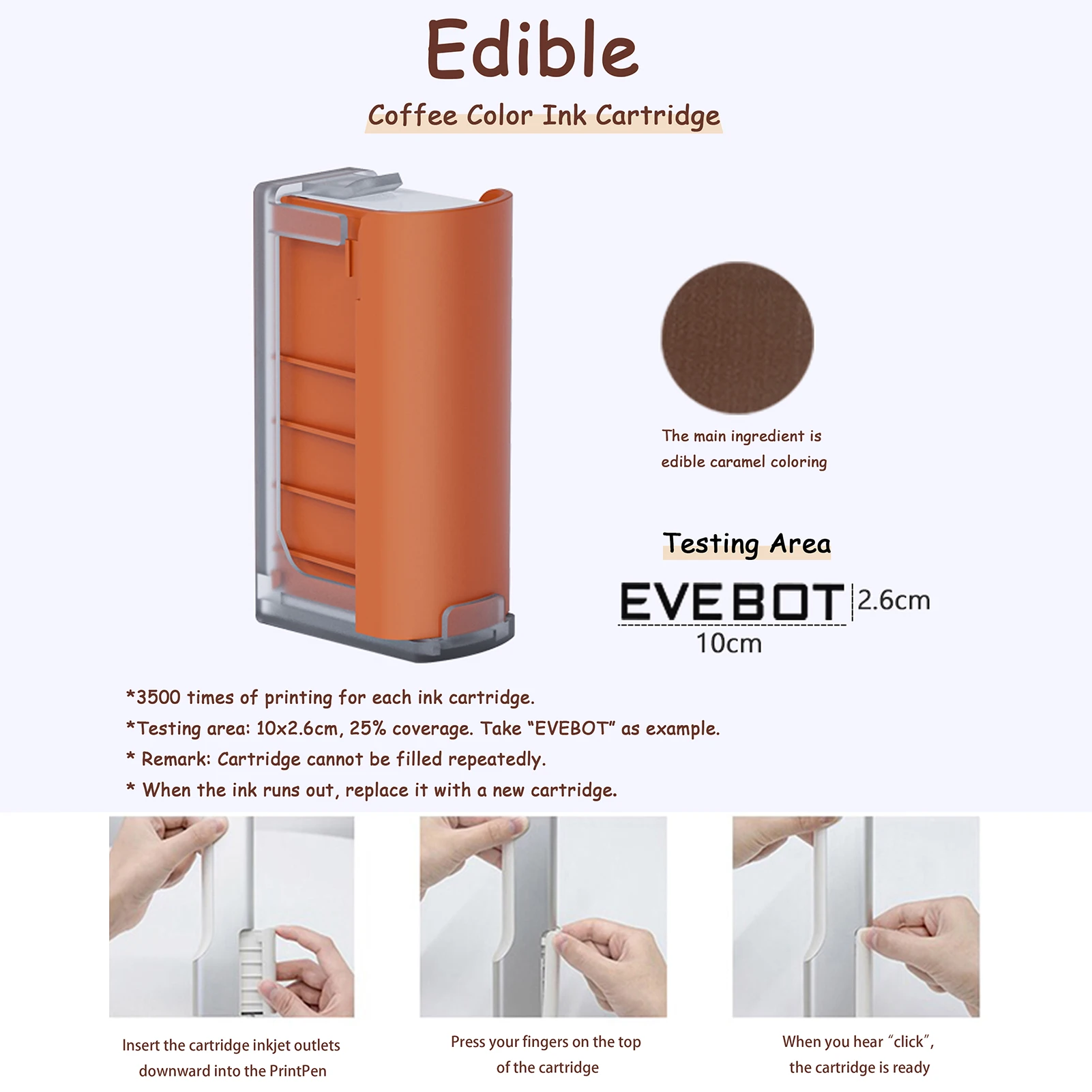 EVEBOT printpen Handheld Food Printer Portable Mini Coffee Latte Art Inkjet for DIY Patterns Design BT Wireless for Restaurants