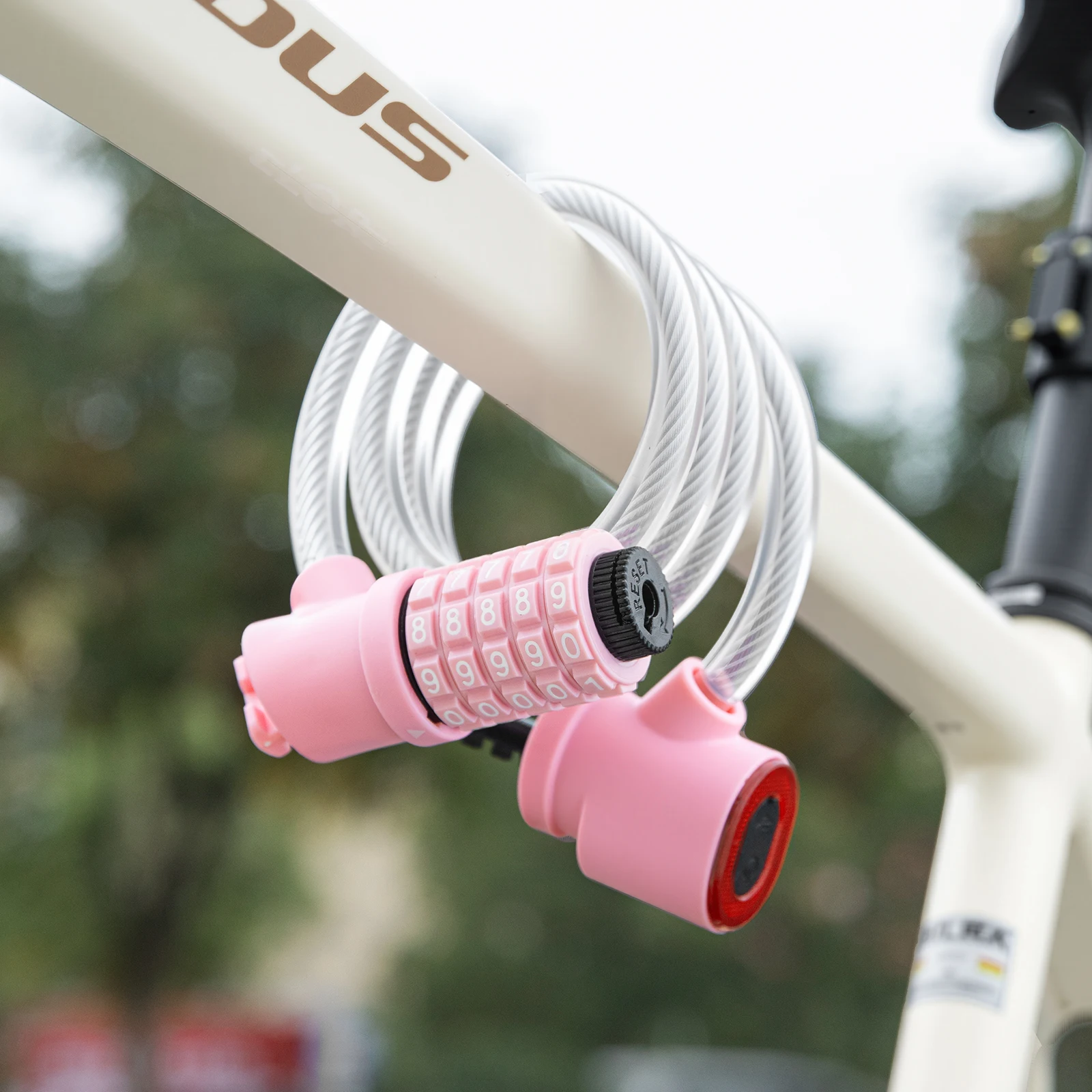 TOSUOD Bicycle Lock with Tail Light 5-Digit Security Password Bike Lock Steel Cable Chain Anti-theft Bicycle Bike Accessories