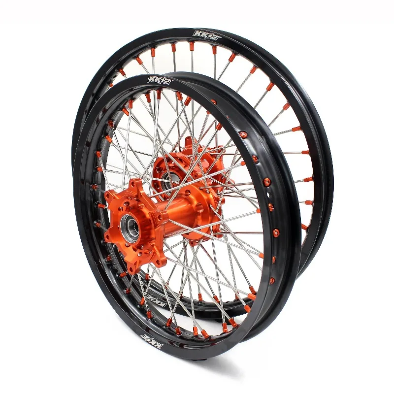 

【2025】 Комплект колес MX Enduro для бездорожья, совместимый с ниппелем из оранжевого сплава KTM EXC SX XCF XC-F 125 250 350 450 525 530