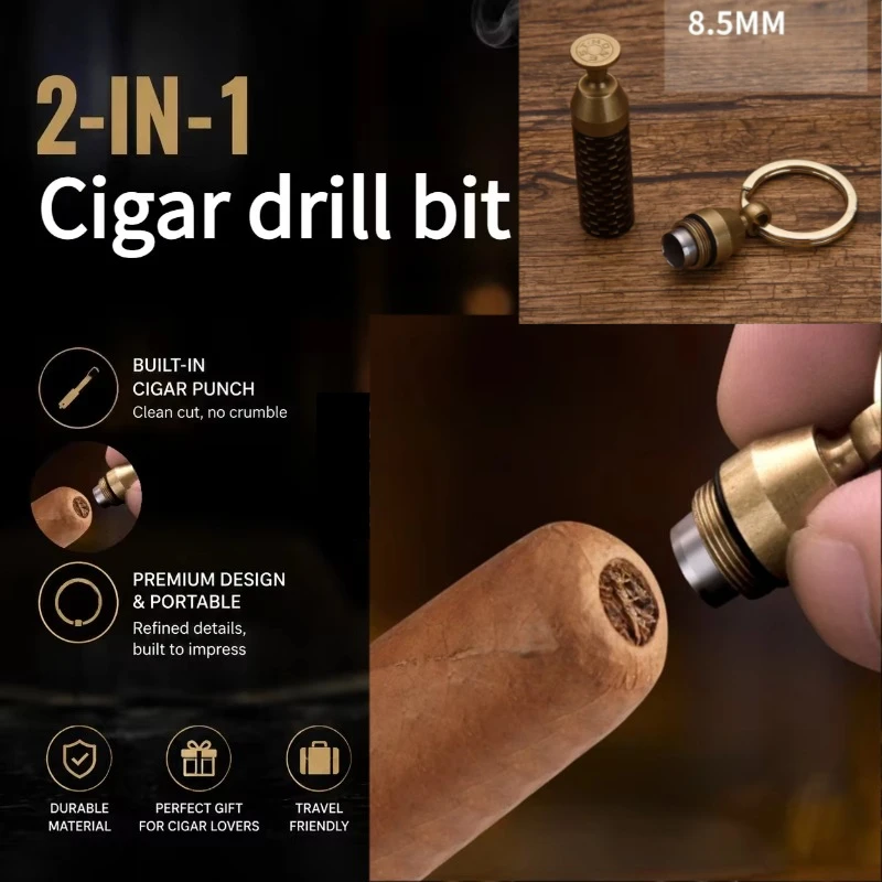 HONEST Brass 2-in-1 Cigar Keychain Cigar Accessories 8.5mm Cigar Knife and  Needle Holder Outdoor Portable Lighters Smoking Gift