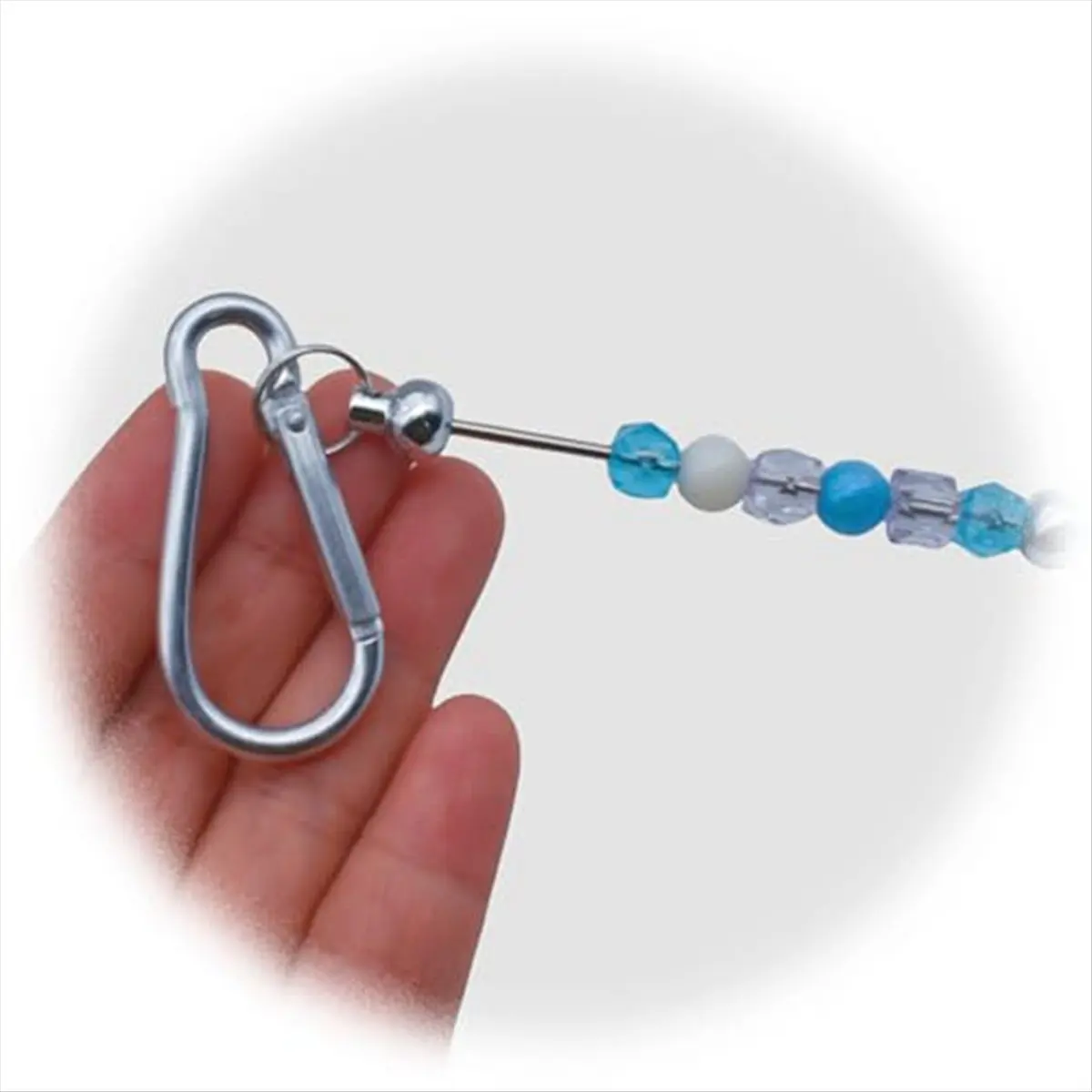 (A02R) 10 Pcs Beadable Keychian Bars Small Carabiner Clips DIY Beaded Key Chains Charm Craft (No Beaded Included) Silver